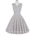 Grace Karin Ladies Sexy Design 50s vestido de bolinhas de algodão branco retro CL008901-14